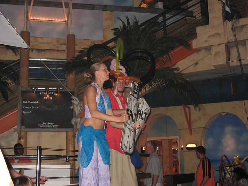 The balloon-maker girl on stilts