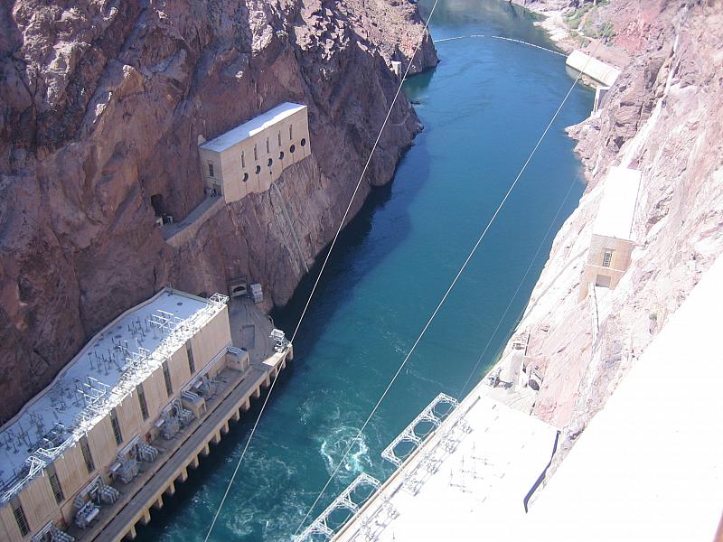 Hoover Dam generators and overflow chutes