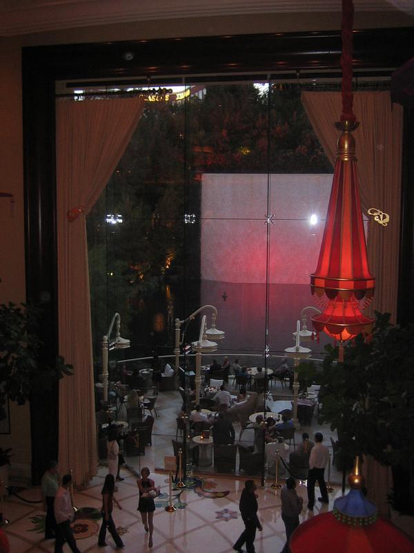 Inside Wynn -- dining room & water wall